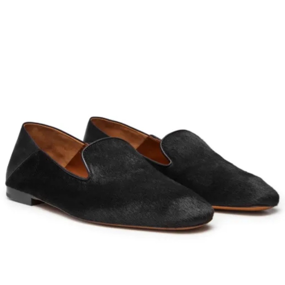 Wales Bonner Symphony Men's Black calf hair leather shoes mules Loafers 44 10.5